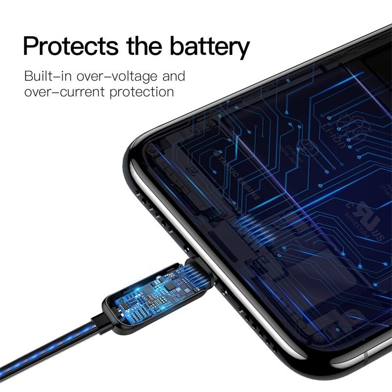 Compatible With , Compatible With , Baseus Flat Glowing 2.4A USB Cable For Xs Max 8 Plus 1M Fast Charging Sync Data Line LED USB Cable For SE 7 Cabo – Bild 2