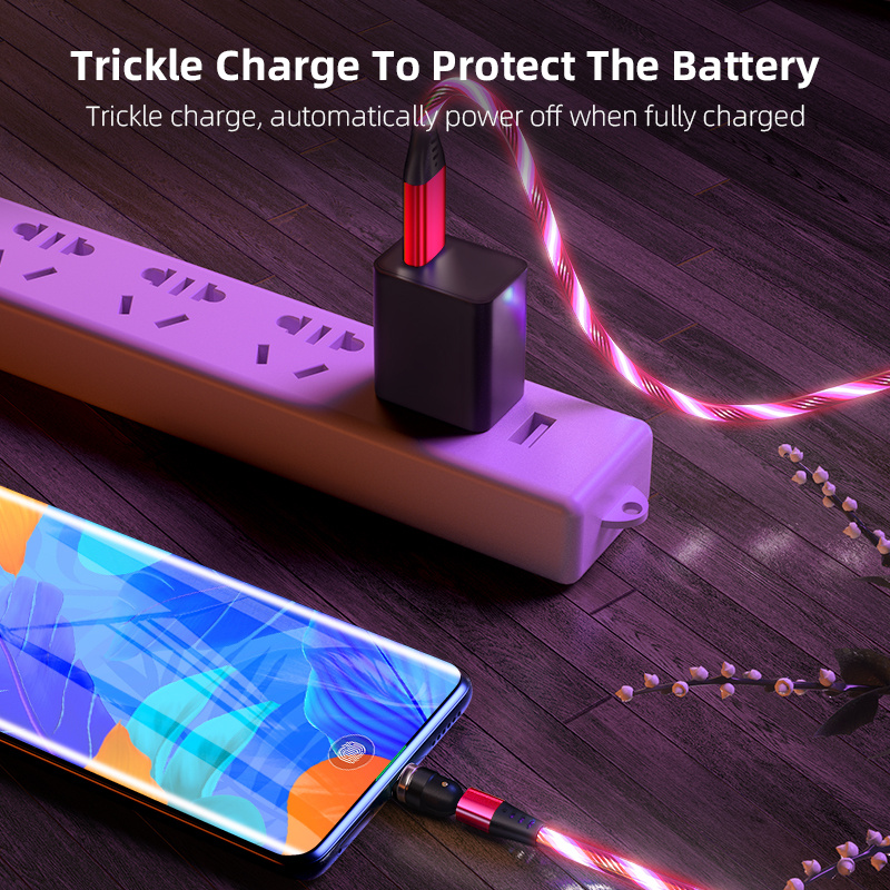540 Rotate Luminous Magnetic Cable 3A Fast Charging Mobile Phone Charge Cable For LED Micro USB Type C For I Phone Cable – Bild 5