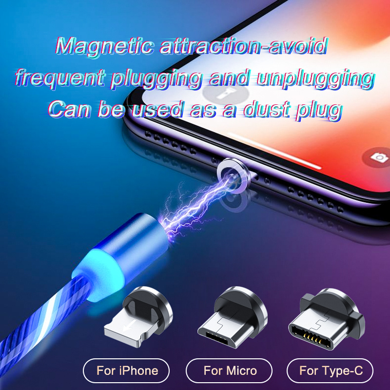 Magnetic Charging Cable Streamer Fast Charging Cable Lighting Micro USB Cable LED Magnet Charger Type-C Cable – Bild 2