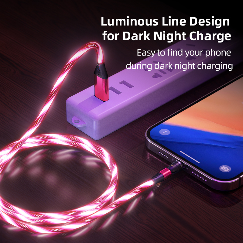 540 Rotate Luminous Magnetic Cable 3A Fast Charging Mobile Phone Charge Cable For LED Micro USB Type C For I Phone Cable – Bild 2
